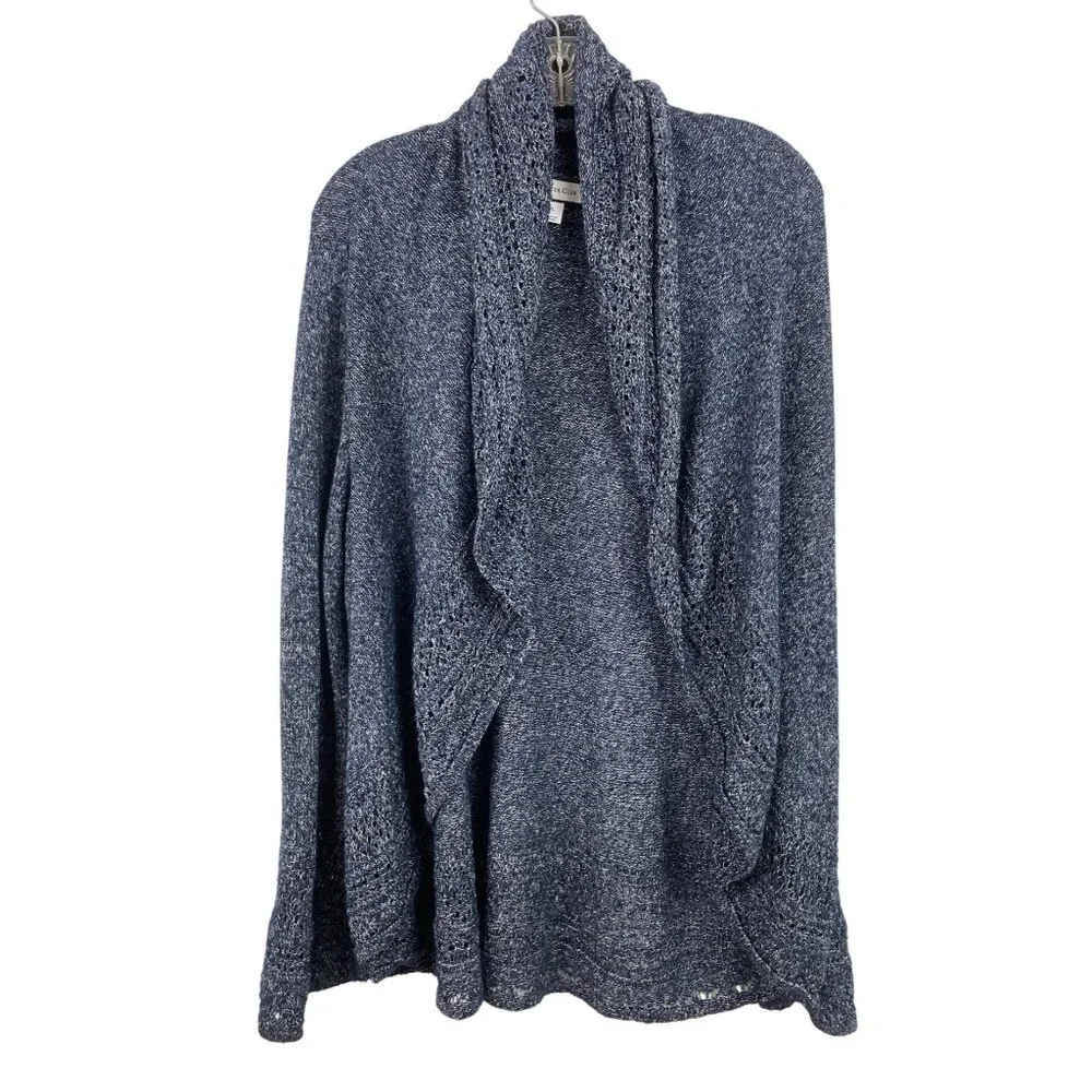 Charter Club Womens Size Large Blue Hooded Open Front Cardigan Sweater - Picture 1 of 8